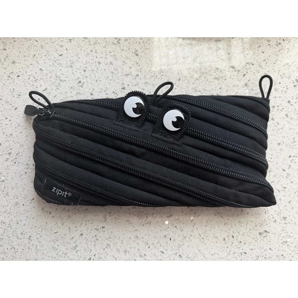 ZipIt Black Monster Pouch School Pencil Bag With White Teeth